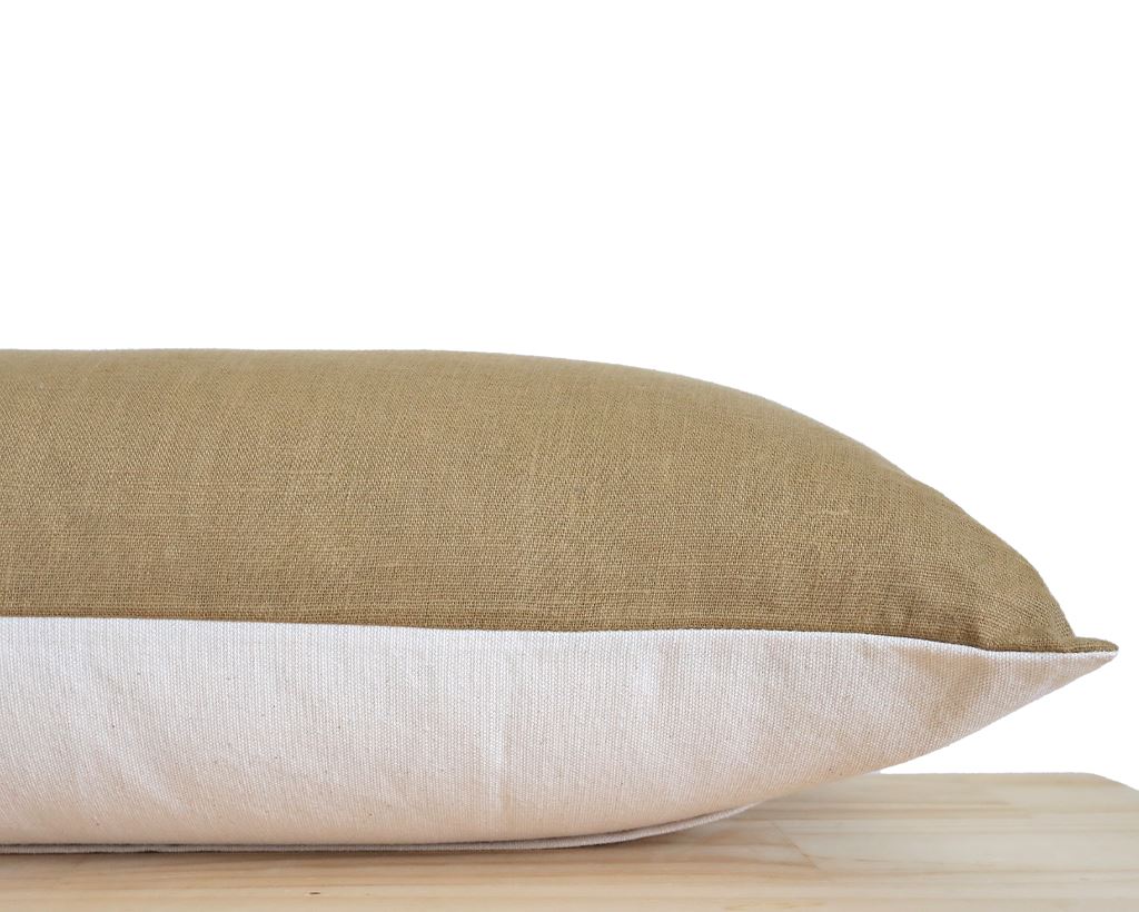 Ochre Linen, Extra Long Lumbar Decorative Pillows Stitched By Grace 