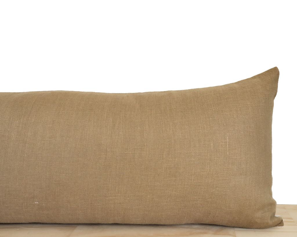 Ochre Linen, Extra Long Lumbar Decorative Pillows Stitched By Grace 