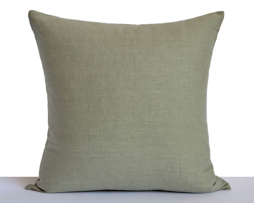 Sage, Linen Decorative Pillows Stitched By Grace 