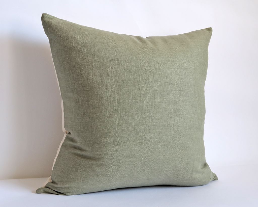 Sage, Linen Decorative Pillows Stitched By Grace 