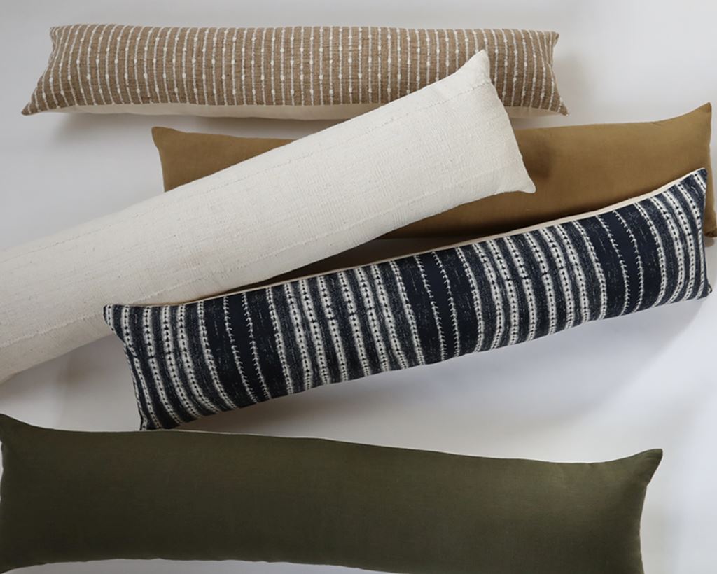 Ochre Linen, Extra Long Lumbar Decorative Pillows Stitched By Grace 