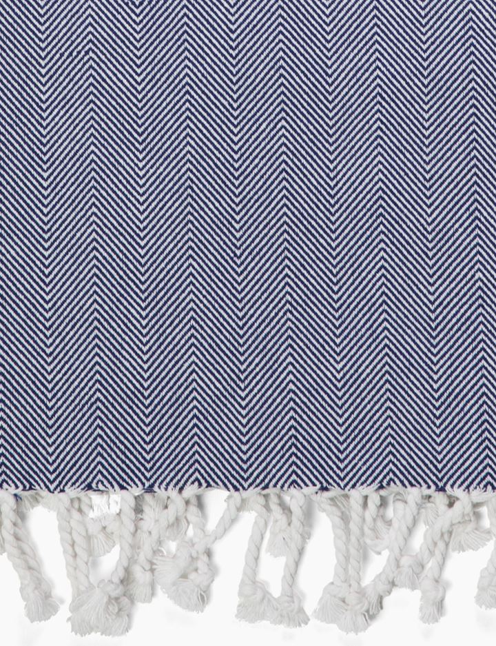 Herringbone Throw Blanket, Indigo and Ivory, Valhalla Throw Blankets Burel Factory for Coterie 