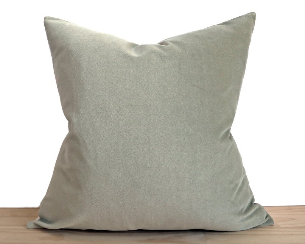 Velvet Pillow Cover, Sage Decorative Pillows Stitched By Grace 
