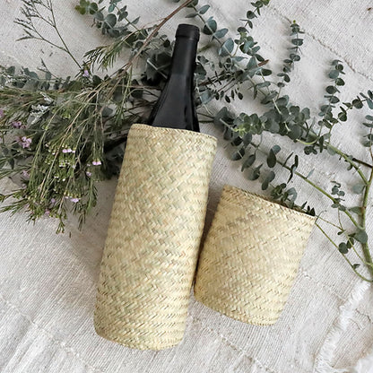 Palm Leaf Bottle Cover, Natural Decor Coterie Brooklyn 